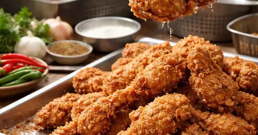 Village Park Restaurant's crispy fried chicken, village park restaurant, crispy fried chicken, fried chicken recipe secret